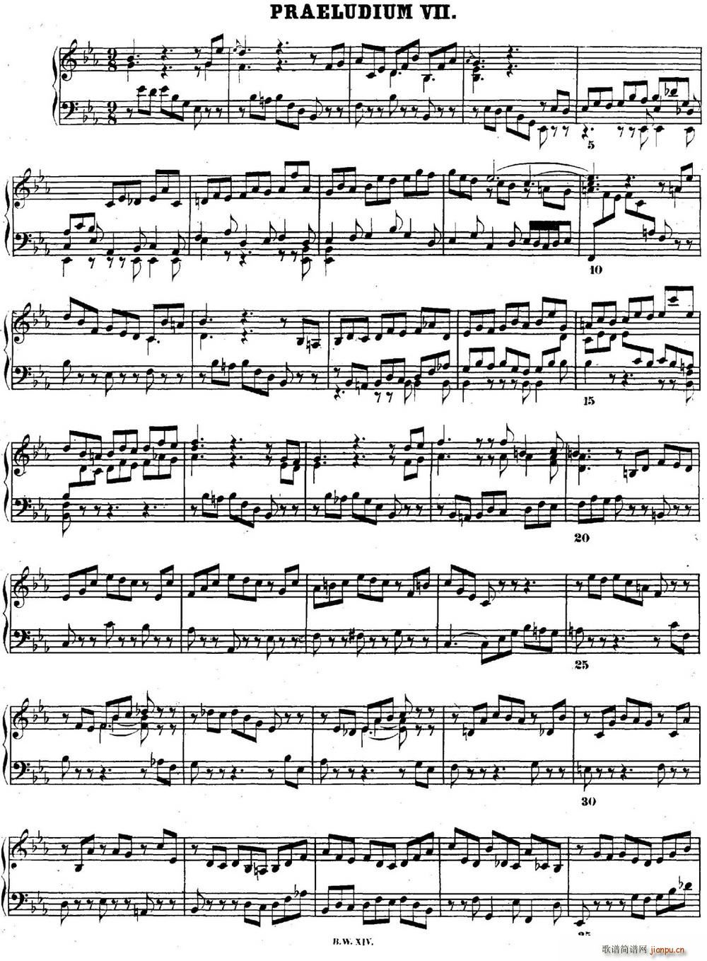 巴赫 平均律钢琴曲集 第二卷 之前奏曲 NO 7(钢琴谱)1
