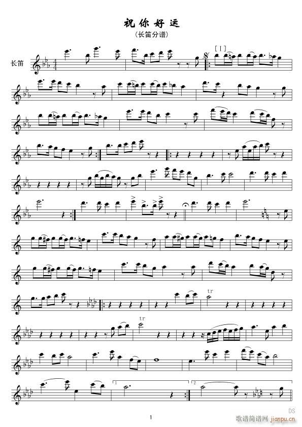 祝你好运 长笛 线(笛箫谱)1