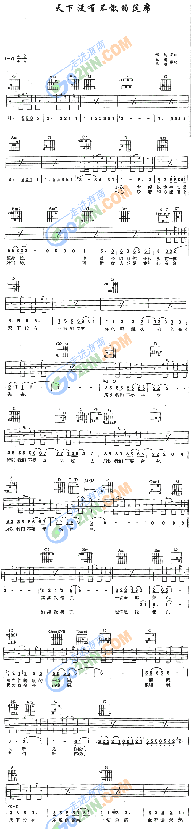 天下没有不散的筵席(吉他谱)1