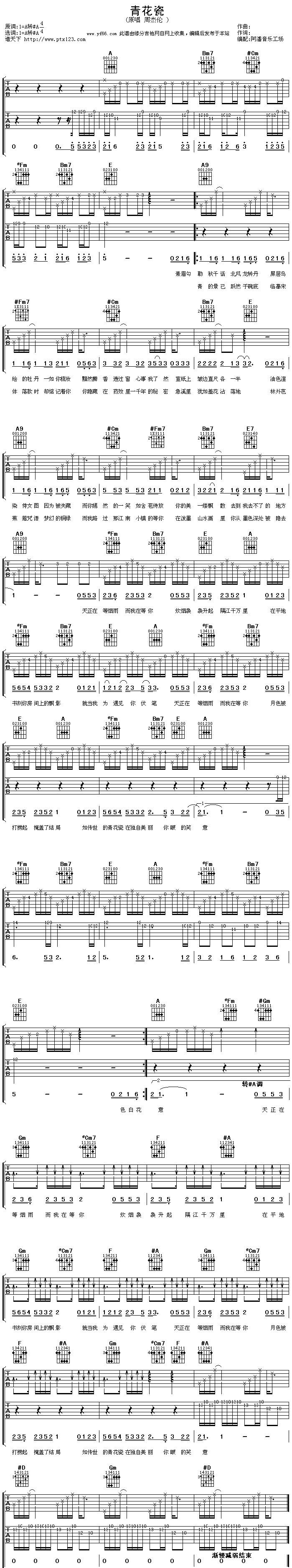 青花瓷(吉他谱)1