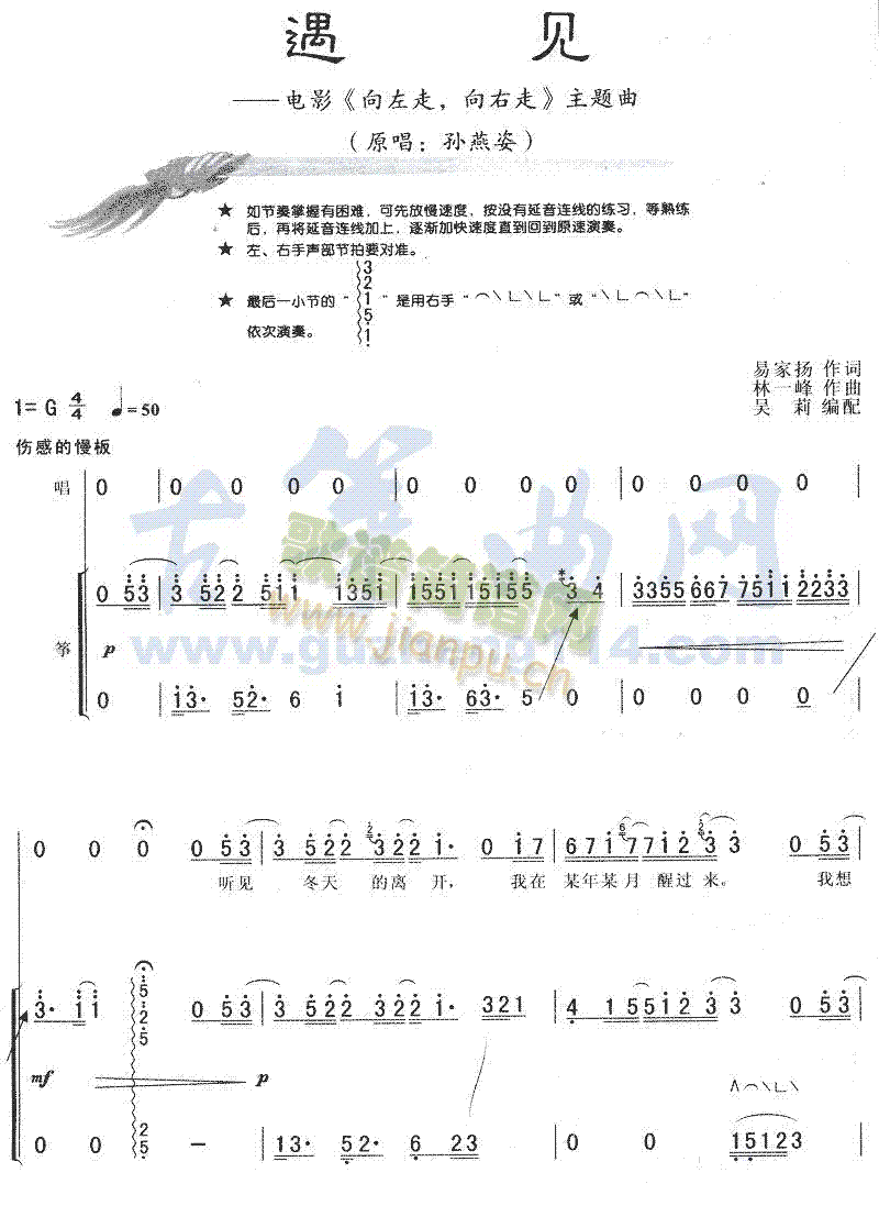 遇见(古筝扬琴谱)1