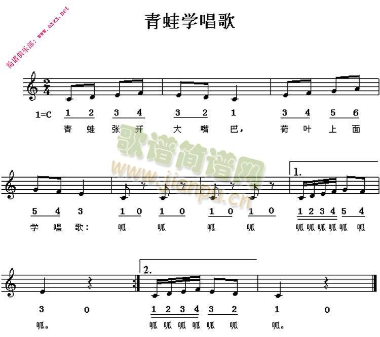 青蛙学唱歌(五字歌谱)1