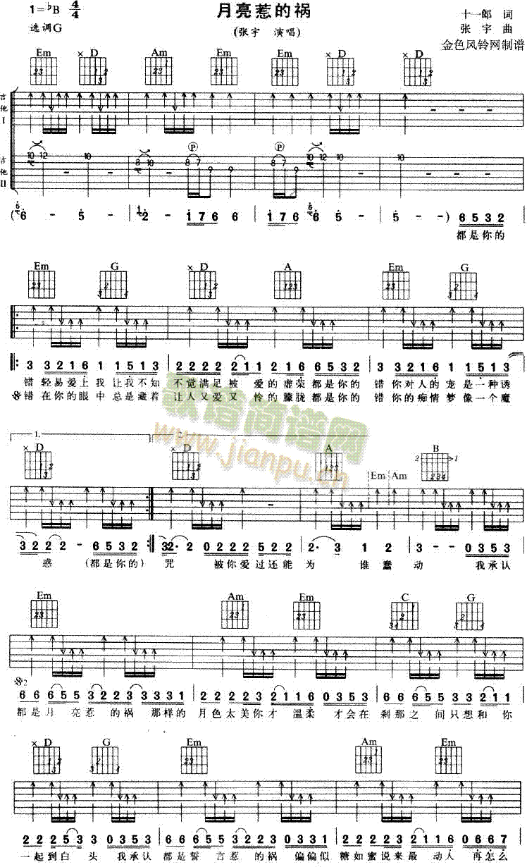 月亮惹的祸(吉他谱)1