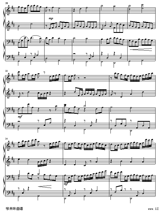 Canon-四手联弹-帕赫贝尔-Pachelbel(钢琴谱)3