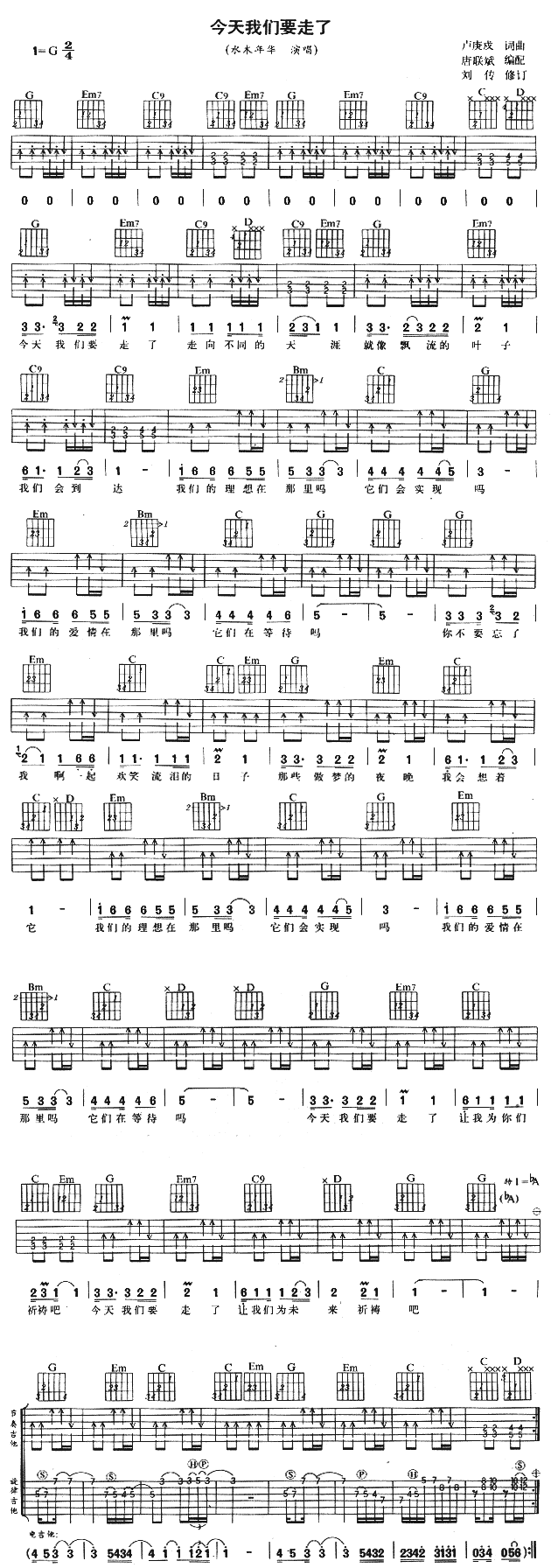 今天我们要走了(吉他谱)1