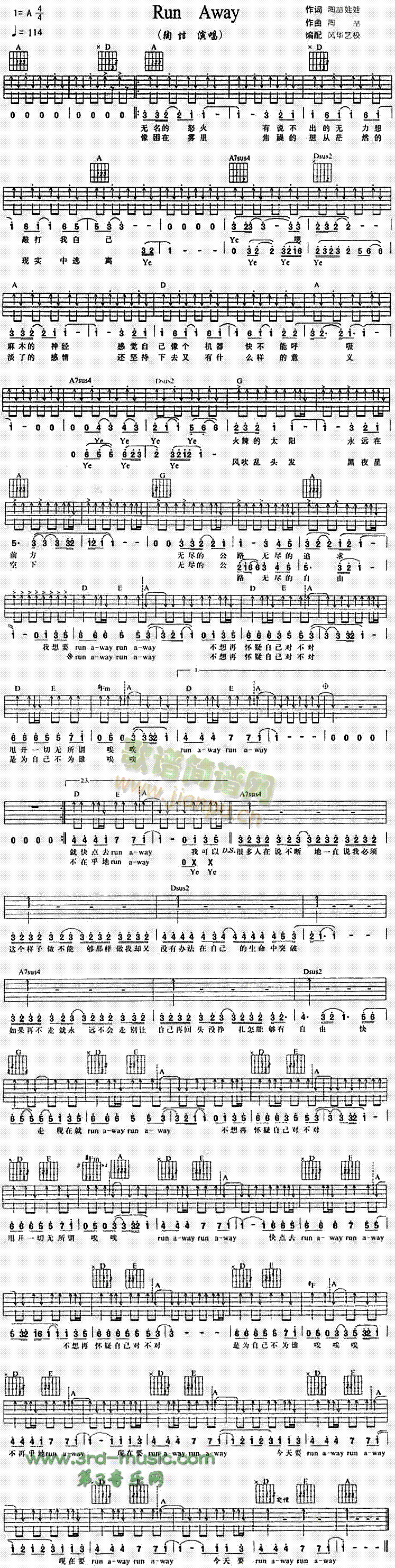 RunAway(吉他谱)1