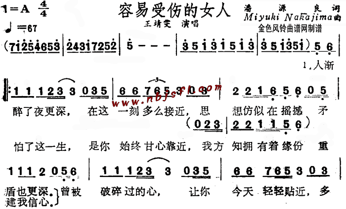 容易受伤的女人(七字歌谱)1