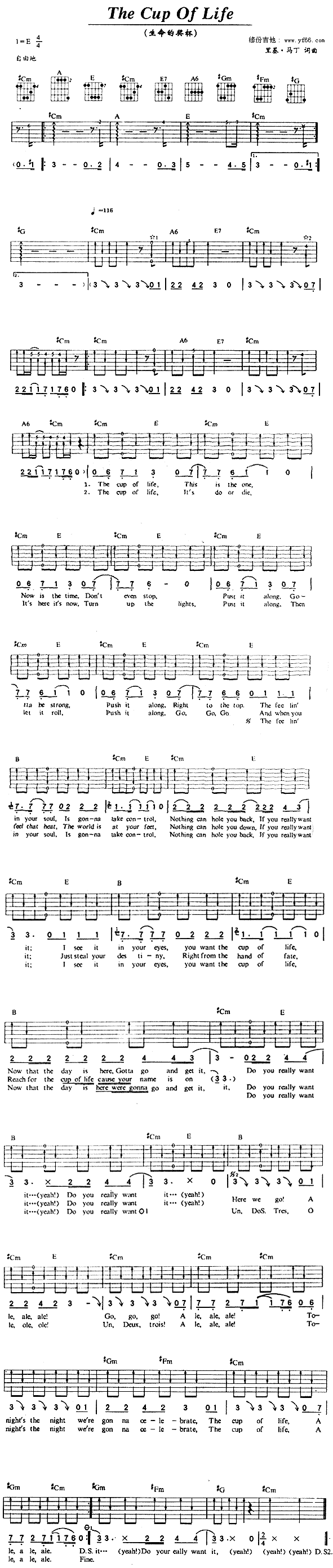 TheCupOfLife(吉他谱)1