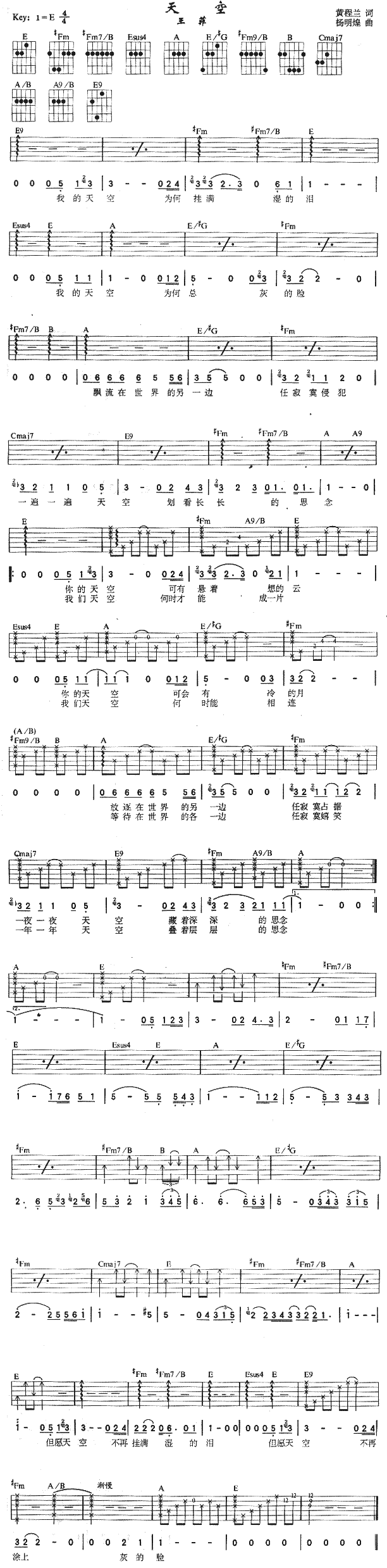 天空(吉他谱)1