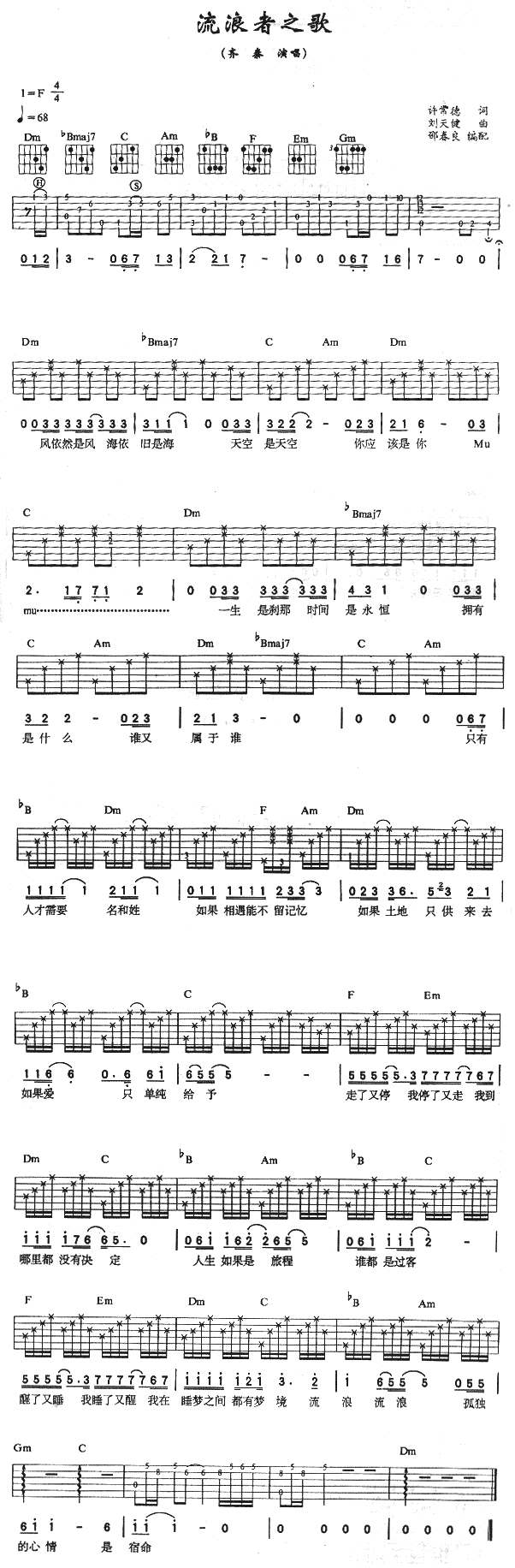 流浪者之歌(吉他谱)1