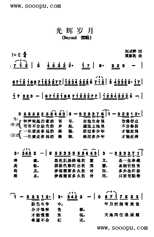 光辉岁月歌曲类简谱(其他乐谱)1