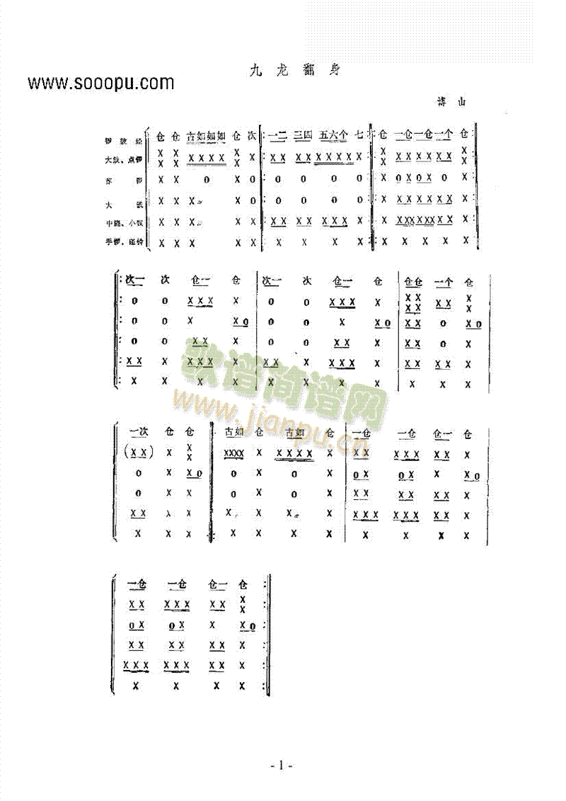 九龙翻身—架鼓民乐类其他乐器(其他乐谱)1