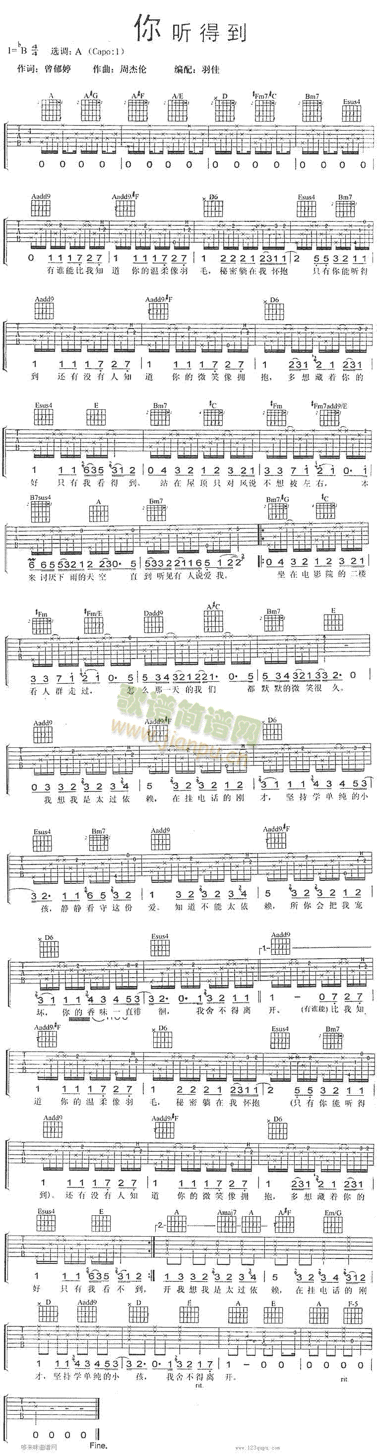 你听得到-周杰伦(吉他谱)1