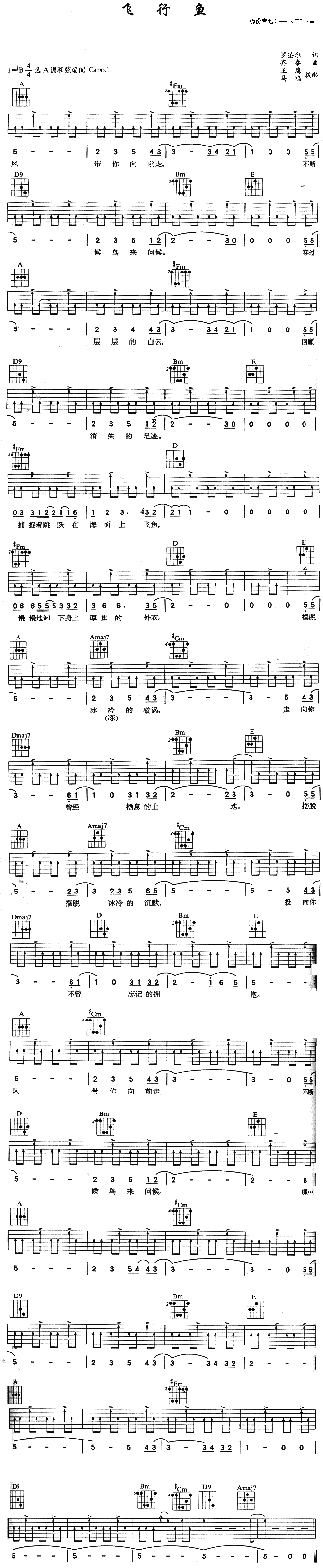 飞行鱼(吉他谱)1