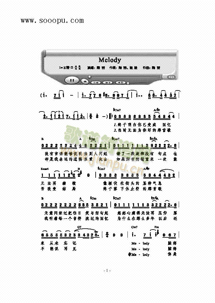 Melody歌曲类简谱(其他乐谱)1