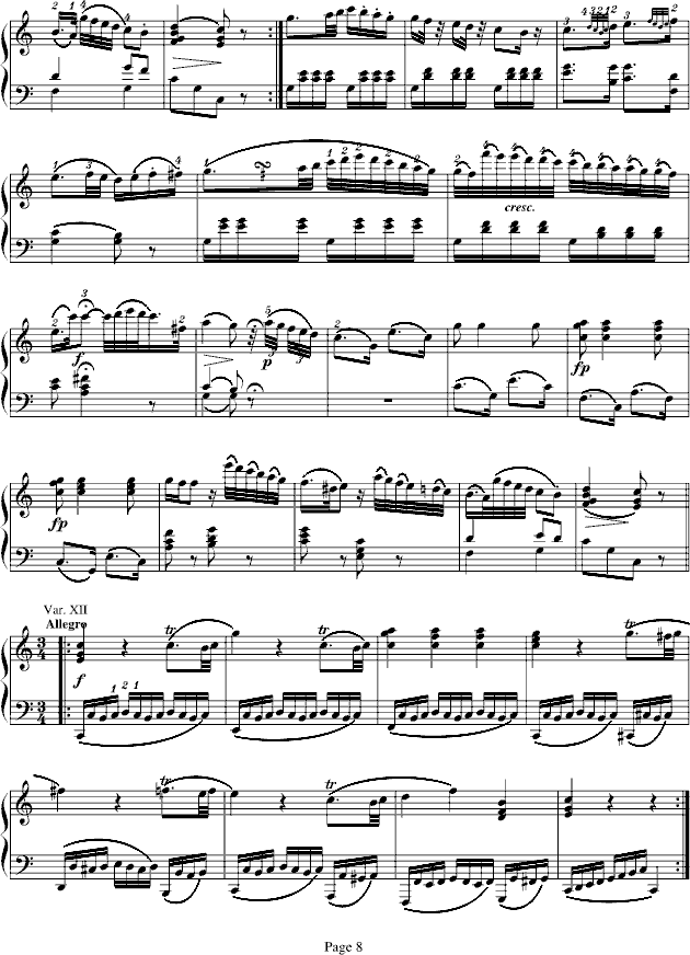 小星星变奏曲K.265(钢琴谱)8