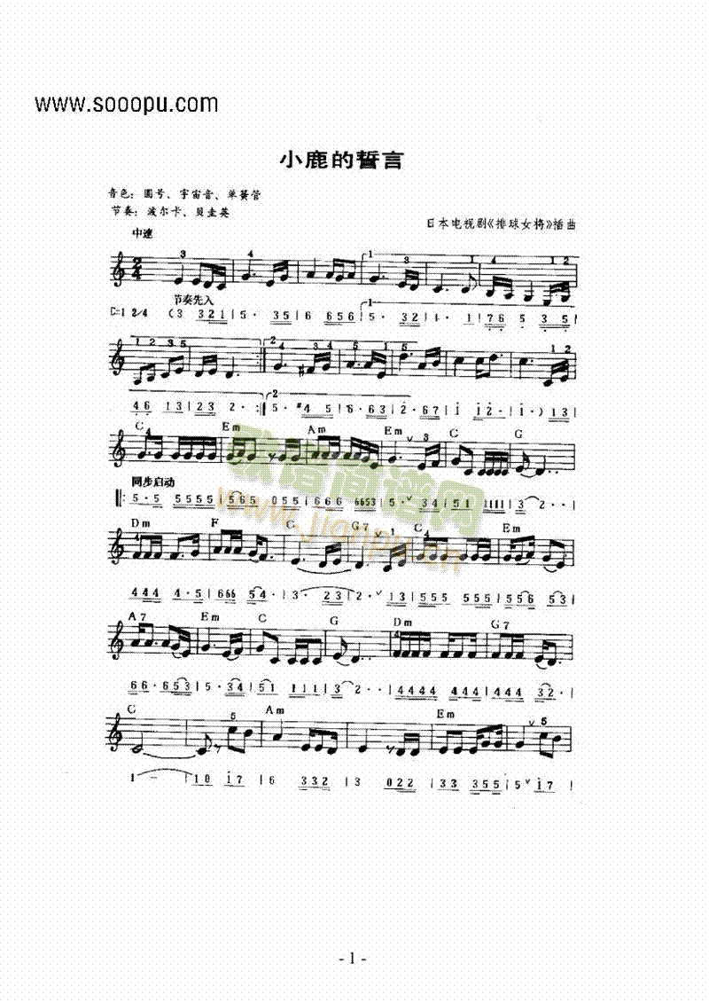 主题曲键盘类电子琴(其他乐谱)1