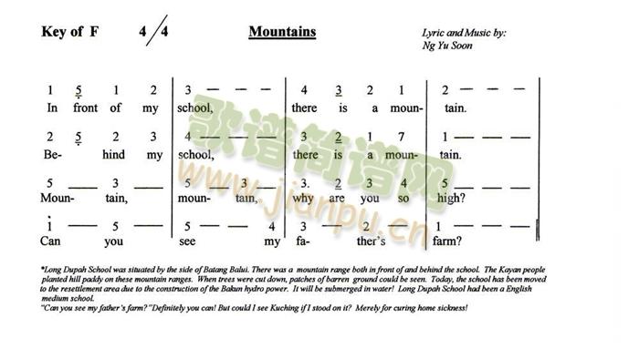 Mountains(九字歌谱)1