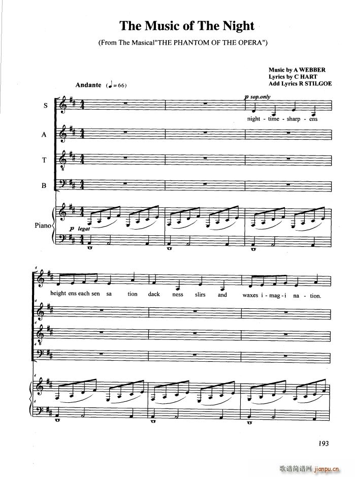 The Music of The Night 合唱(合唱谱)1
