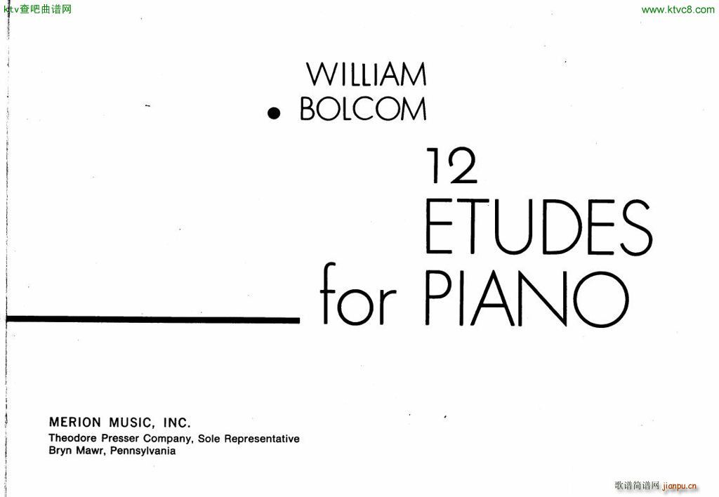 Bolcom 12 etudes for piano(钢琴谱)1