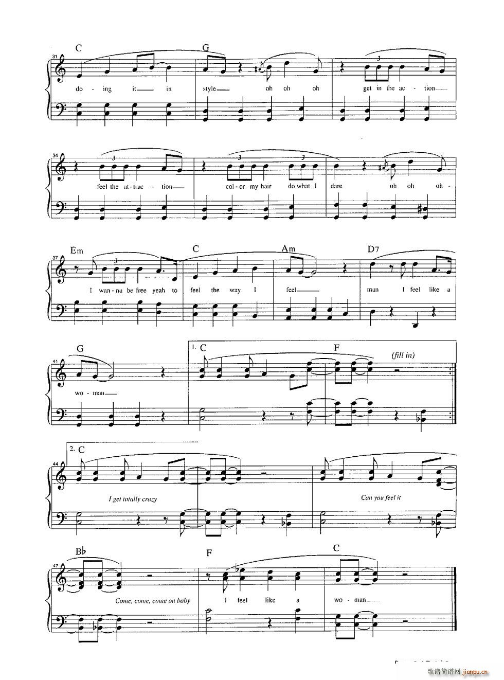 Man I Feel Like a Woman(钢琴谱)3