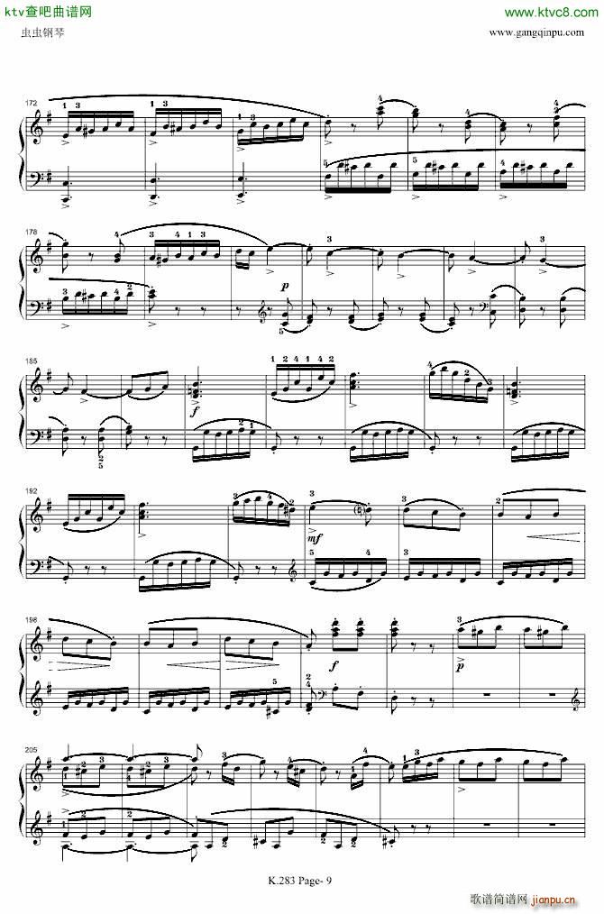 莫扎特G大调钢琴奏鸣曲K 283(钢琴谱)9