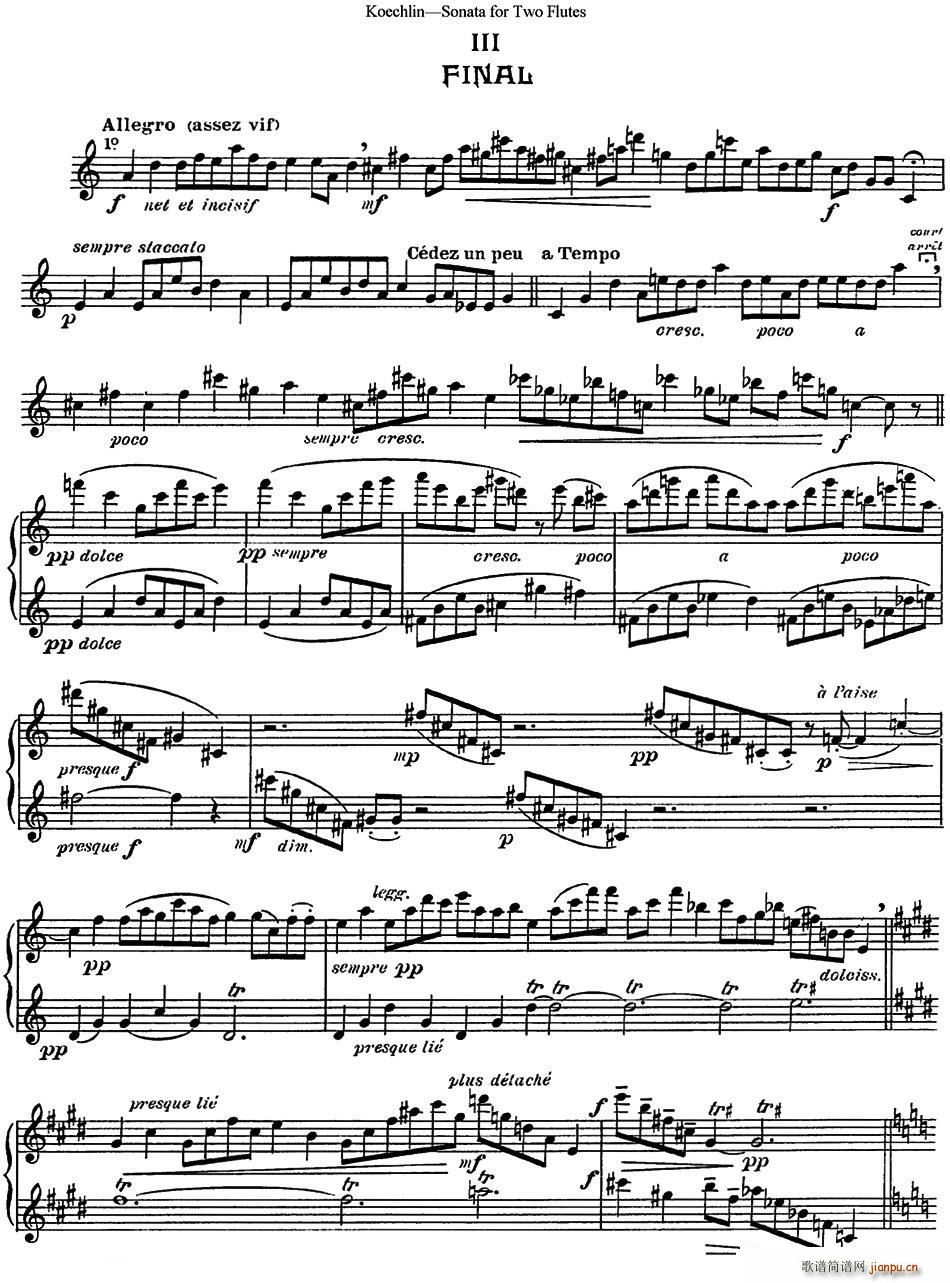 考埃琳双长笛奏鸣曲 NO 3(笛箫谱)1