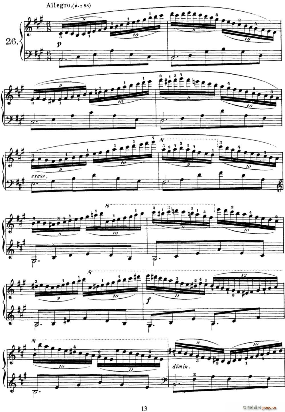 40首车尔尼Op 299钢琴快速练习曲 NO 26(钢琴谱)1