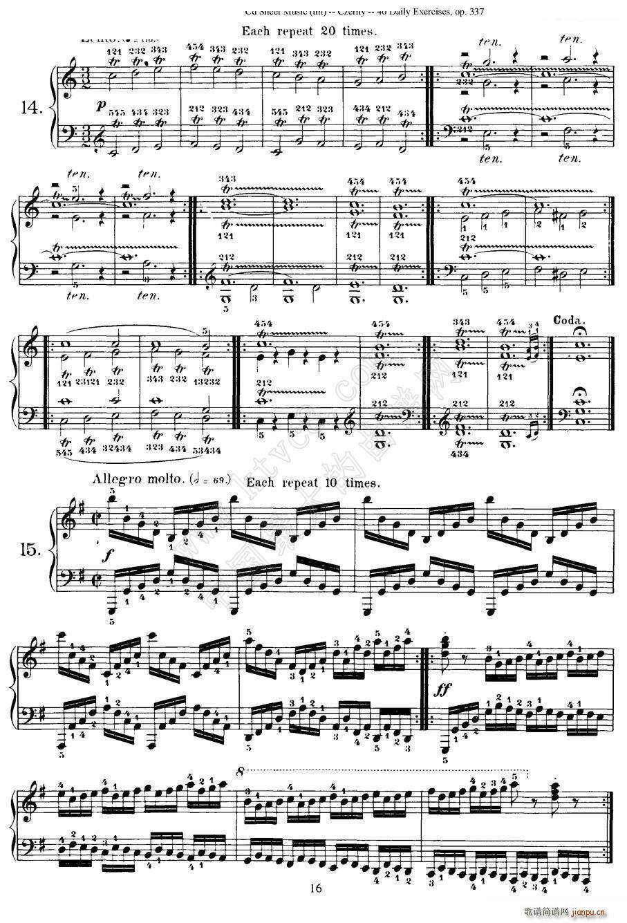 Czerny 40 Daily Exerci Op 337 11 15 40首日常训练曲(钢琴谱)6
