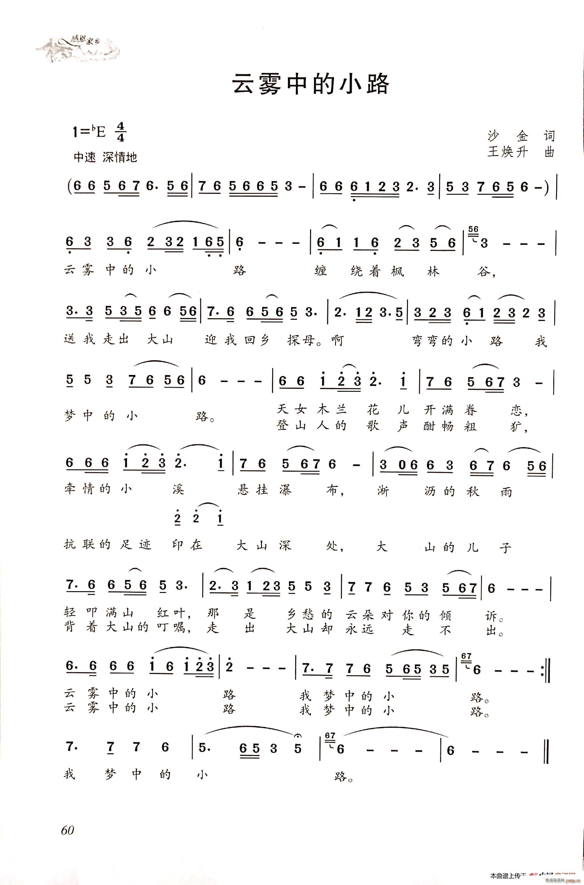 雨雾中的小路(六字歌谱)1