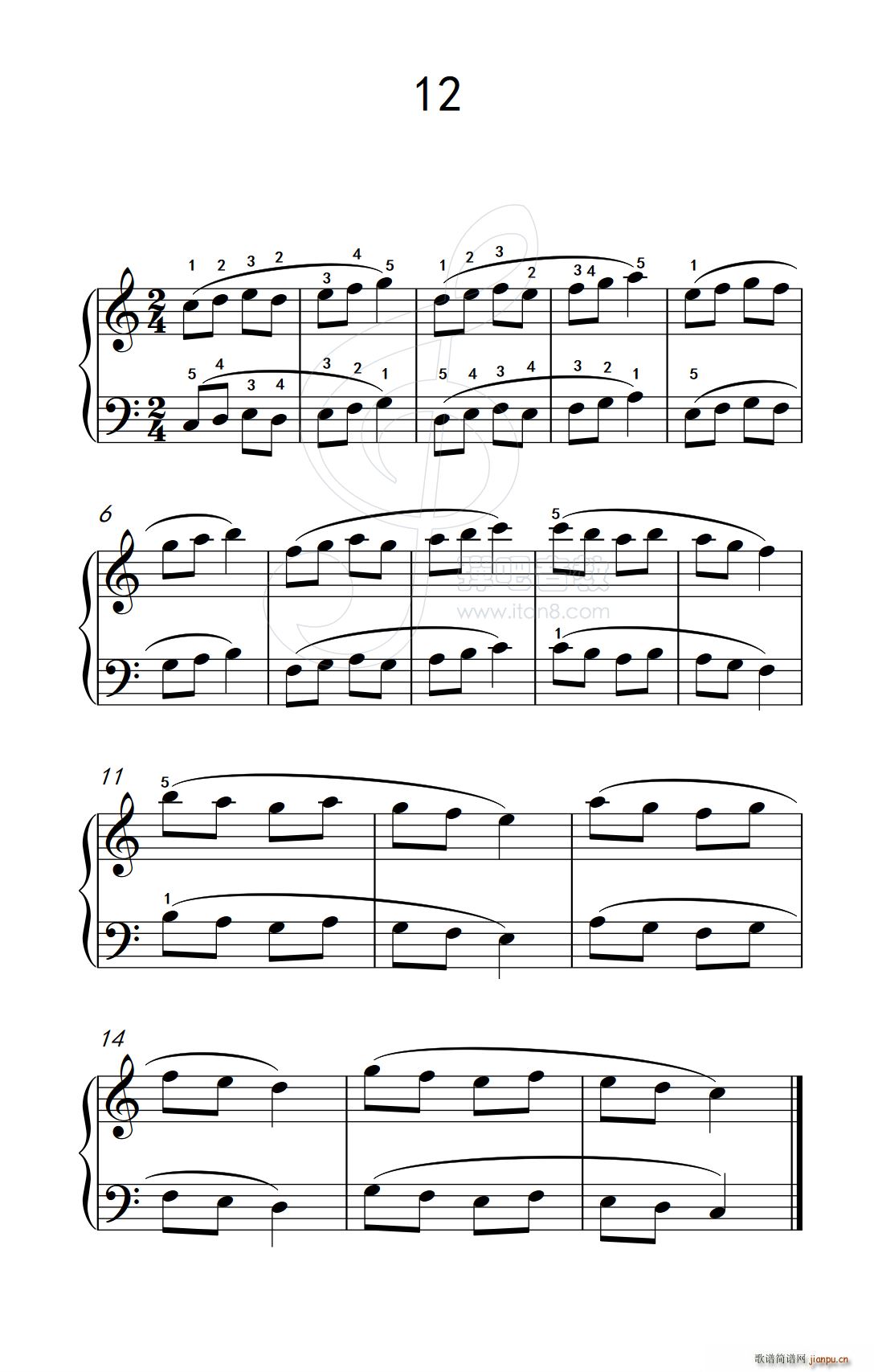 二 连音练习12 儿童钢琴手指练习 1(钢琴谱)1