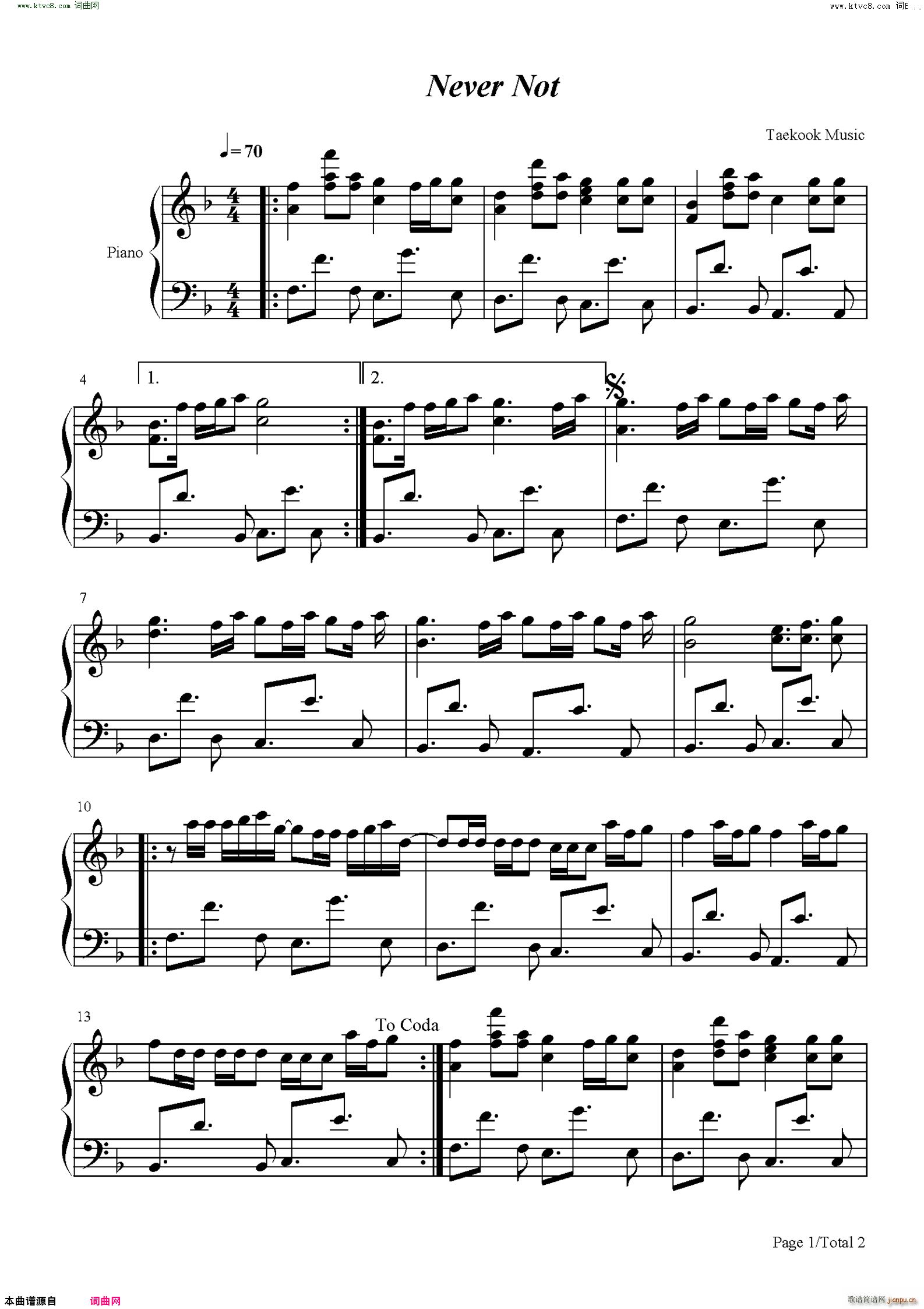 Never Not(钢琴谱)1