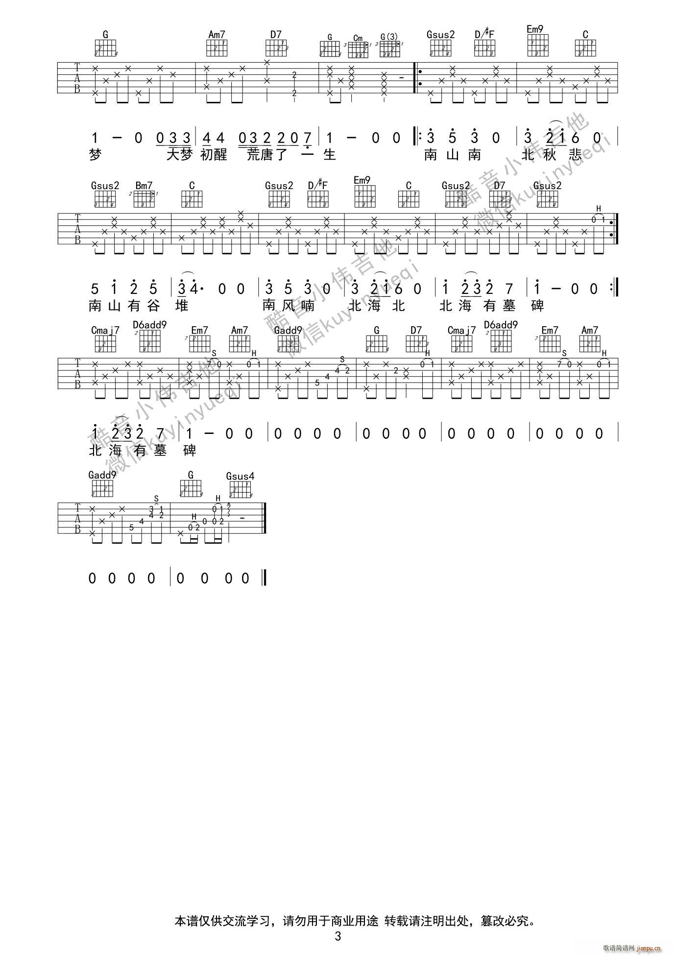 南山南 酷音小伟编配(吉他谱)3