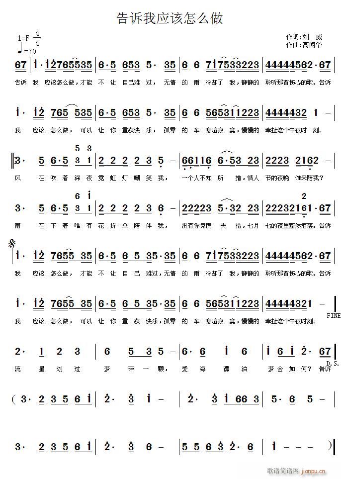 告诉我应该怎么做(八字歌谱)1