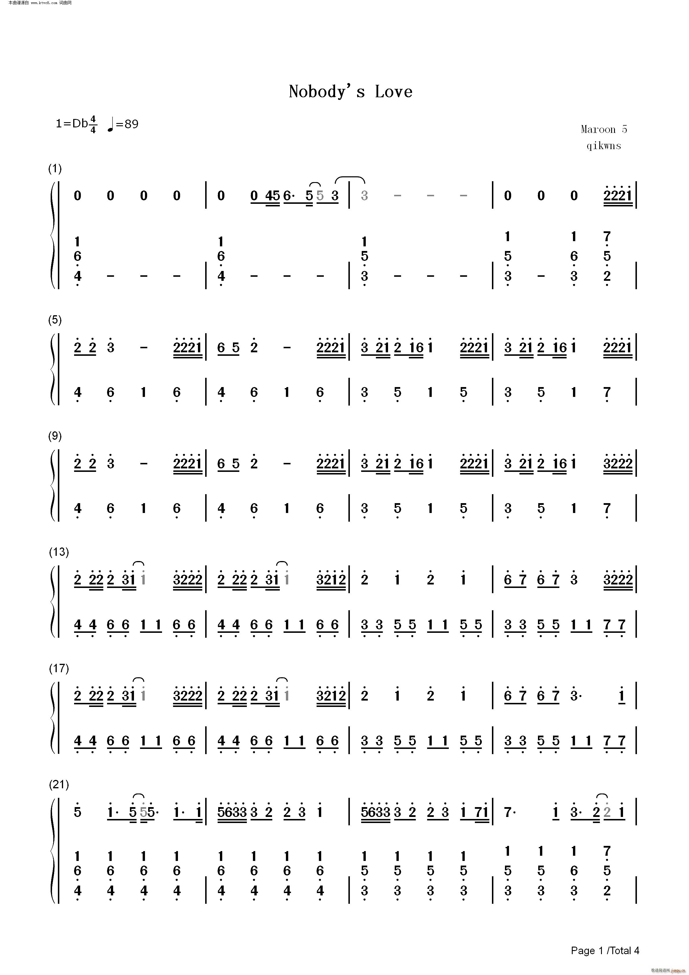 Nobodys Love(钢琴谱)7