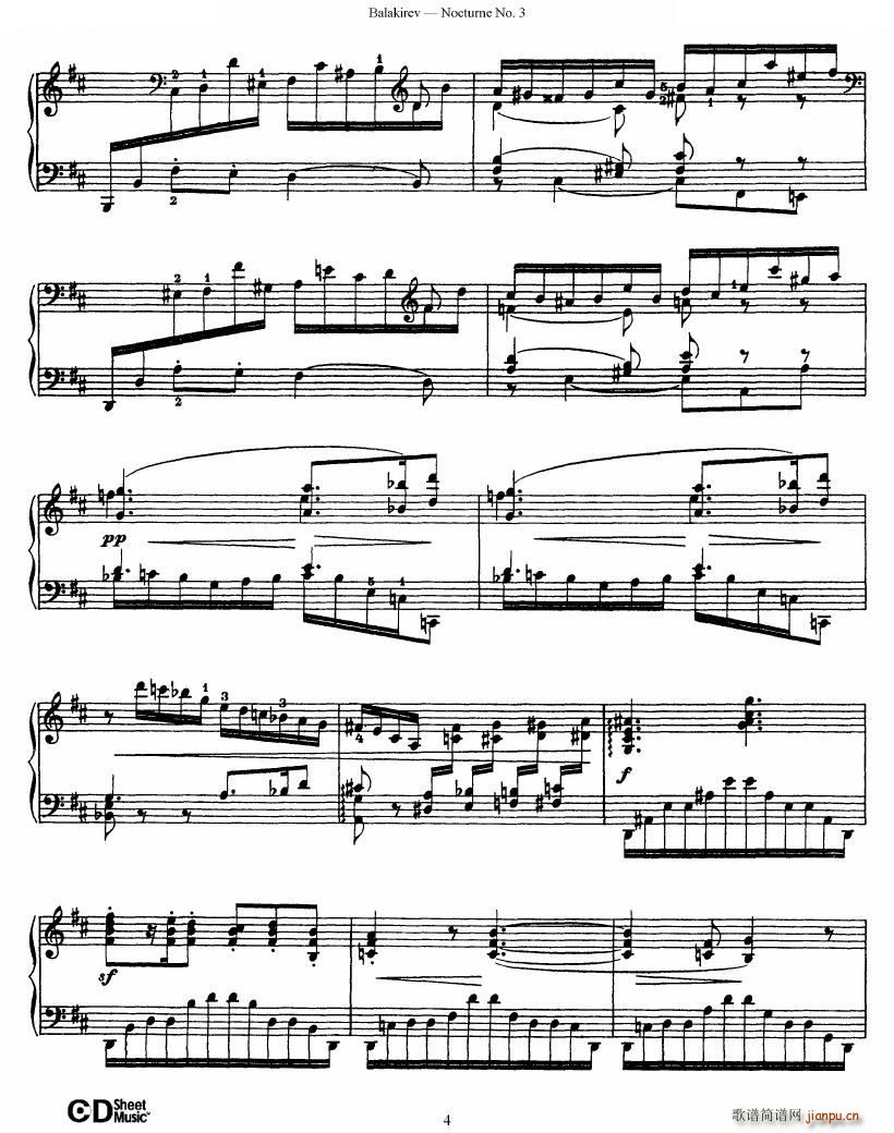 Balakirev Nocturne No 3 Nocturne No 3(十字及以上)1