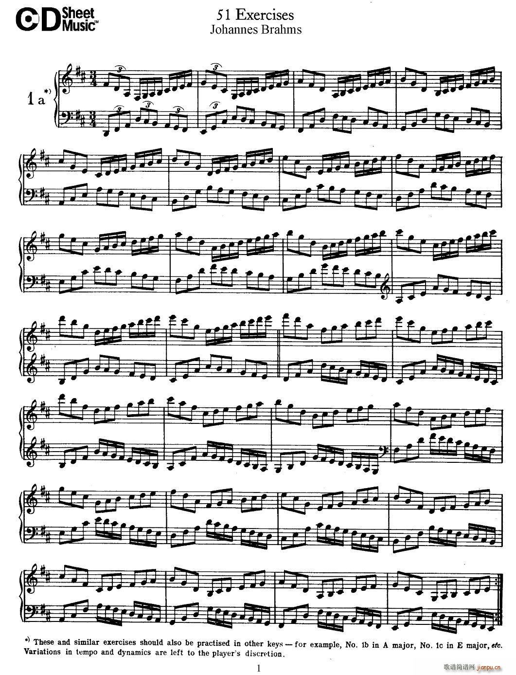 勃拉姆斯 51首练习曲 1 5(十字及以上)1