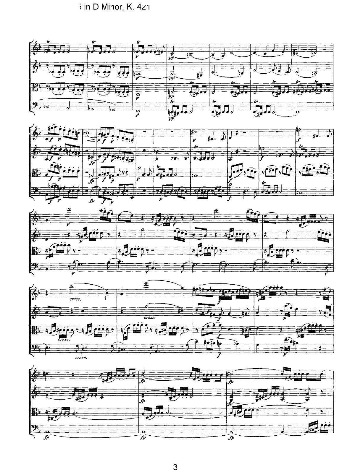 Mozart Quartet No 15 in D Minor K 421(总谱)3