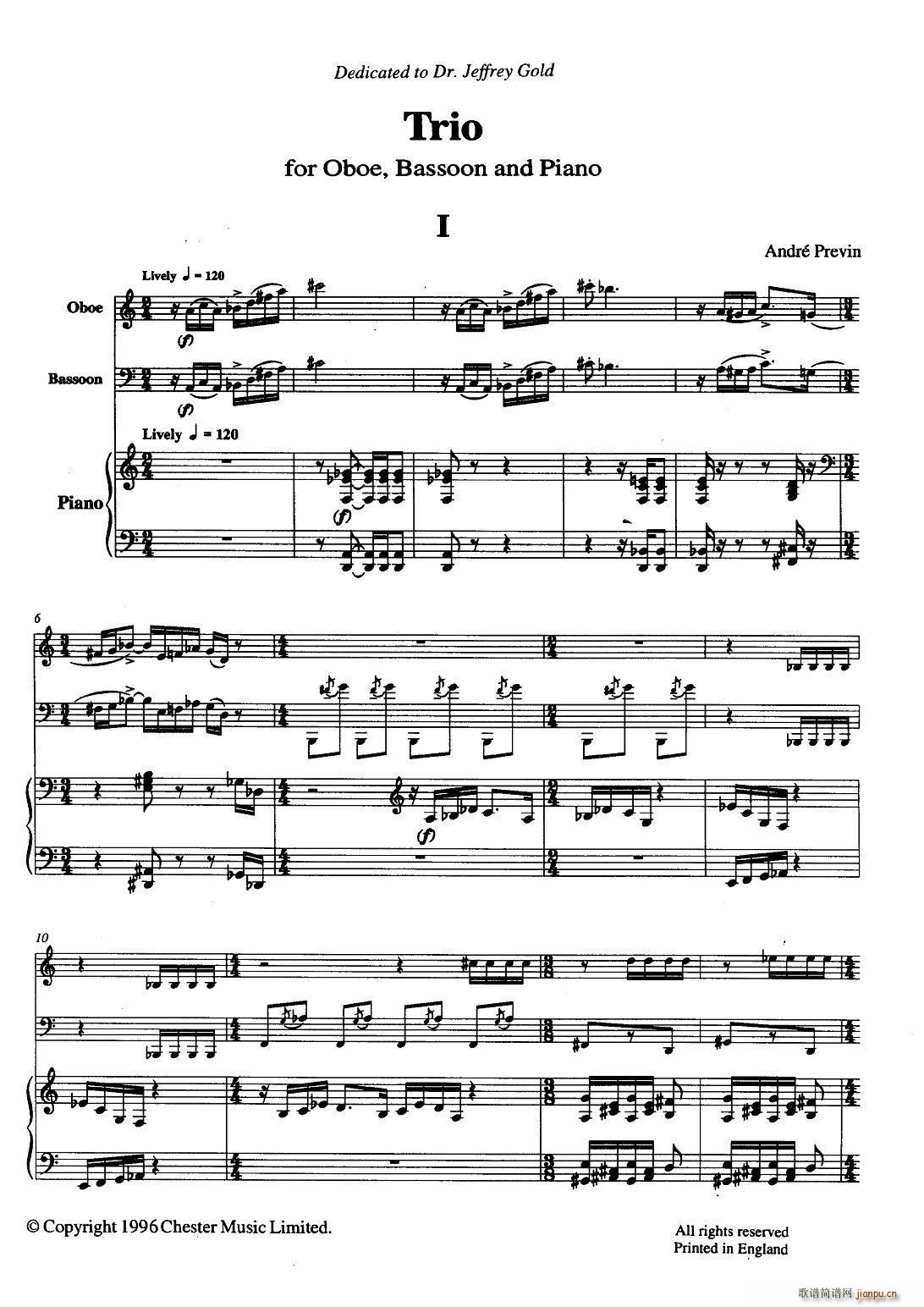 巴松双簧管与钢琴三重奏 1 铜管(钢琴谱)1