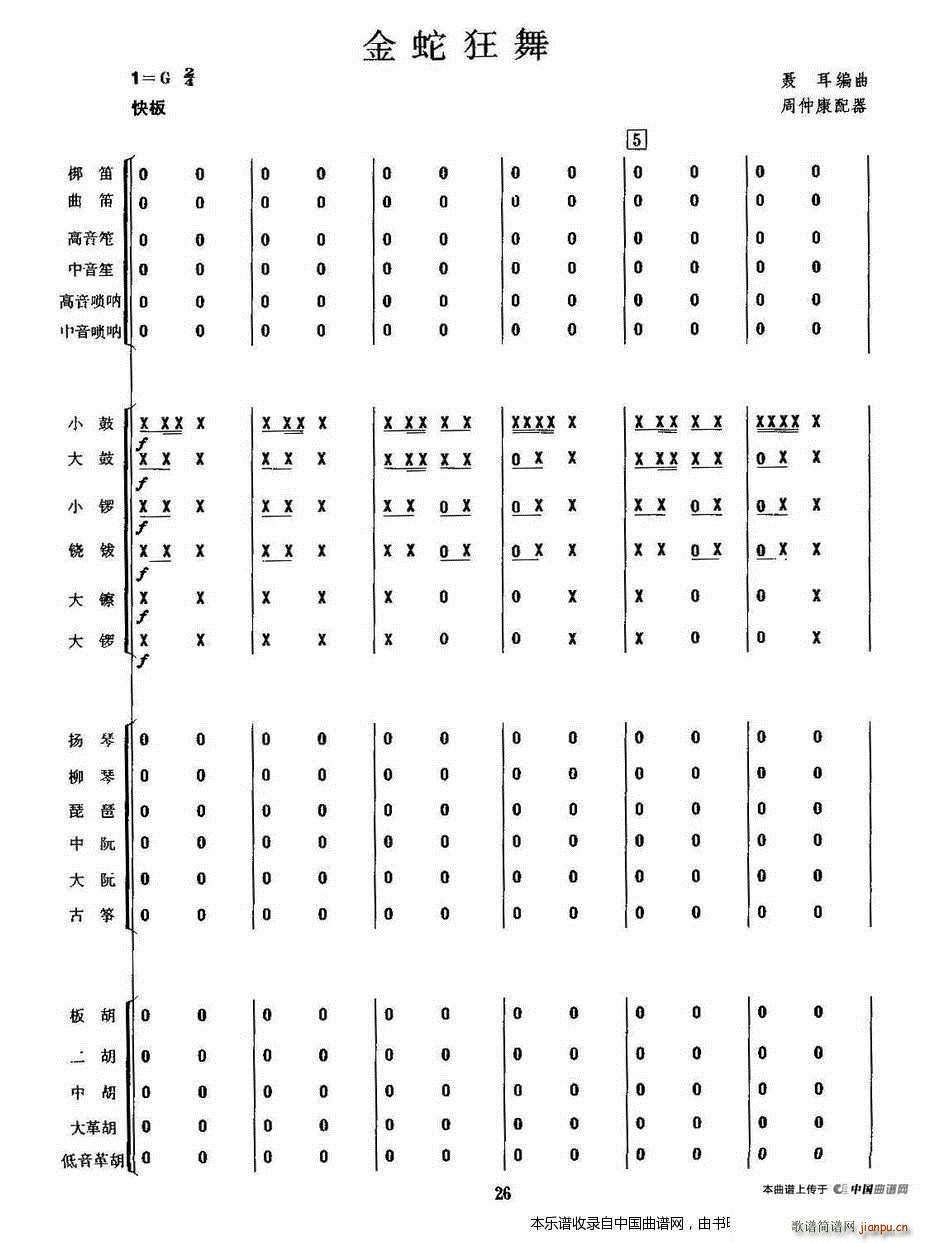 金蛇狂舞 民乐合奏 乐器谱(总谱)1