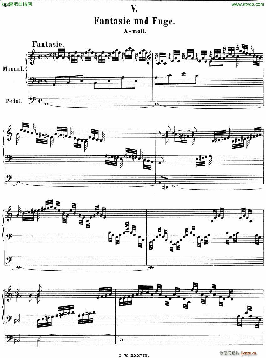 Bach JS BWV 561 Fantasia Fugue in Am(钢琴谱)1