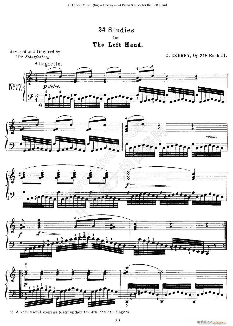 Czerny 24 Piano Studie 17 24 车尔尼 24首钢琴练习曲(钢琴谱)1