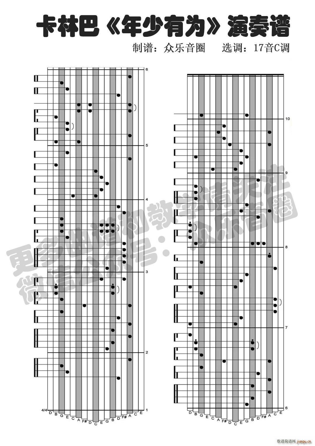 年少有为 拇指琴卡林巴琴演奏谱(十字及以上)1