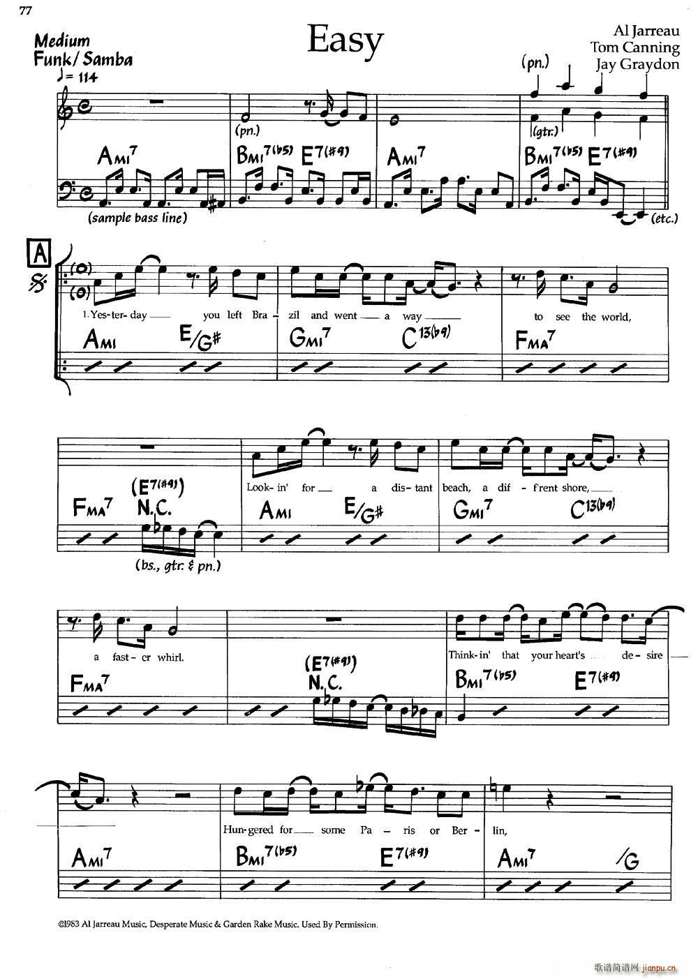 Easy 爵士钢琴曲(钢琴谱)1