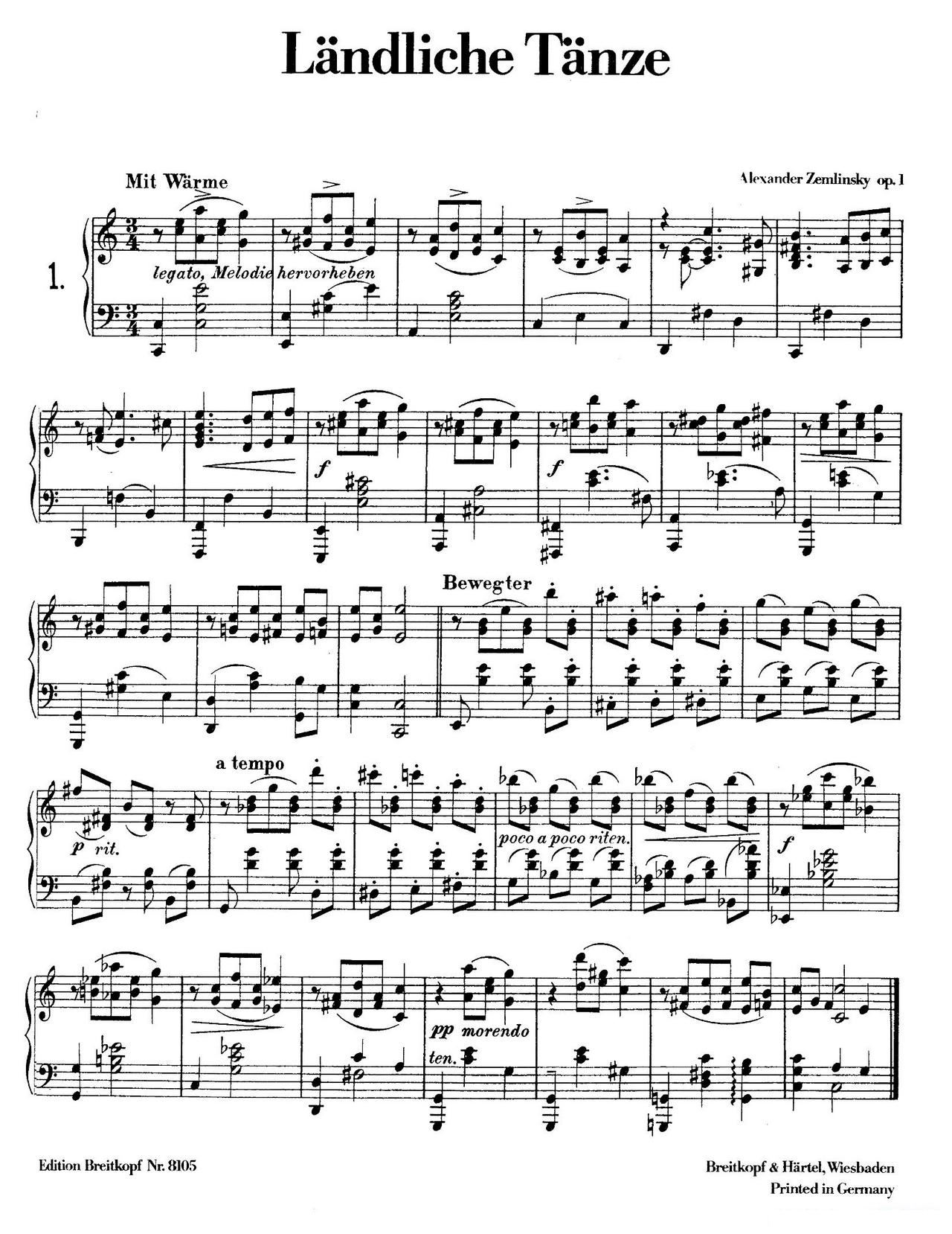 Landliche Tanzee Op 1 乡村舞曲 1 C大调(十字及以上)1