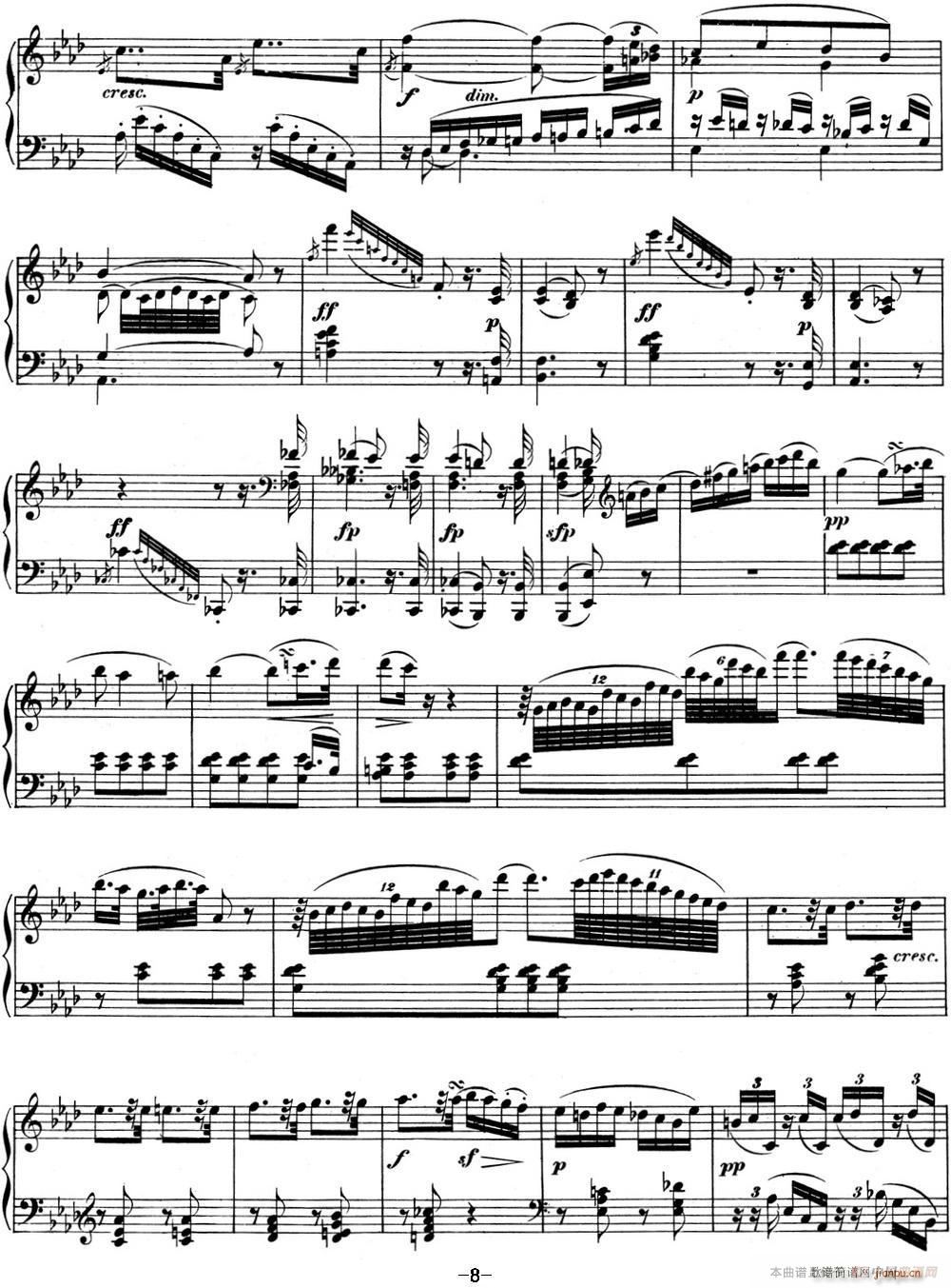 贝多芬钢琴奏鸣曲05 c小调 op 10 No 1 C minor3(钢琴谱)8