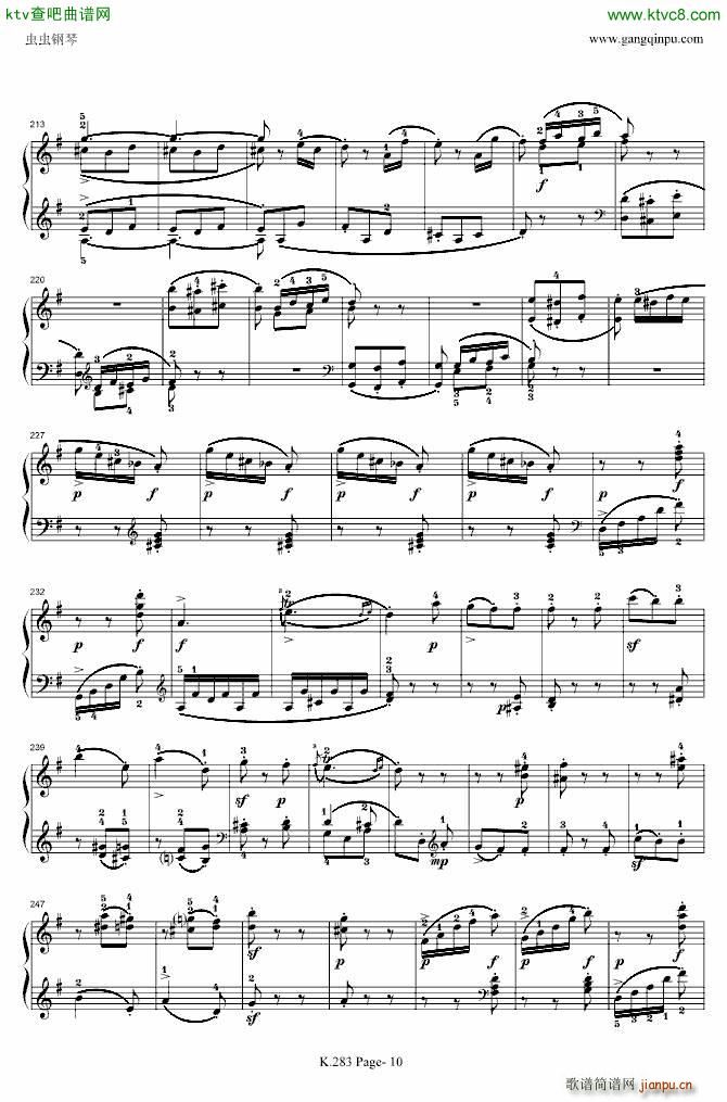 莫扎特G大调钢琴奏鸣曲K 283(钢琴谱)10