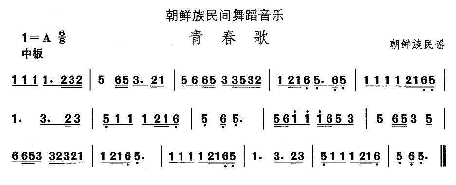 中国民族民间舞曲选朝鲜族舞蹈：青春歌(十字及以上)1