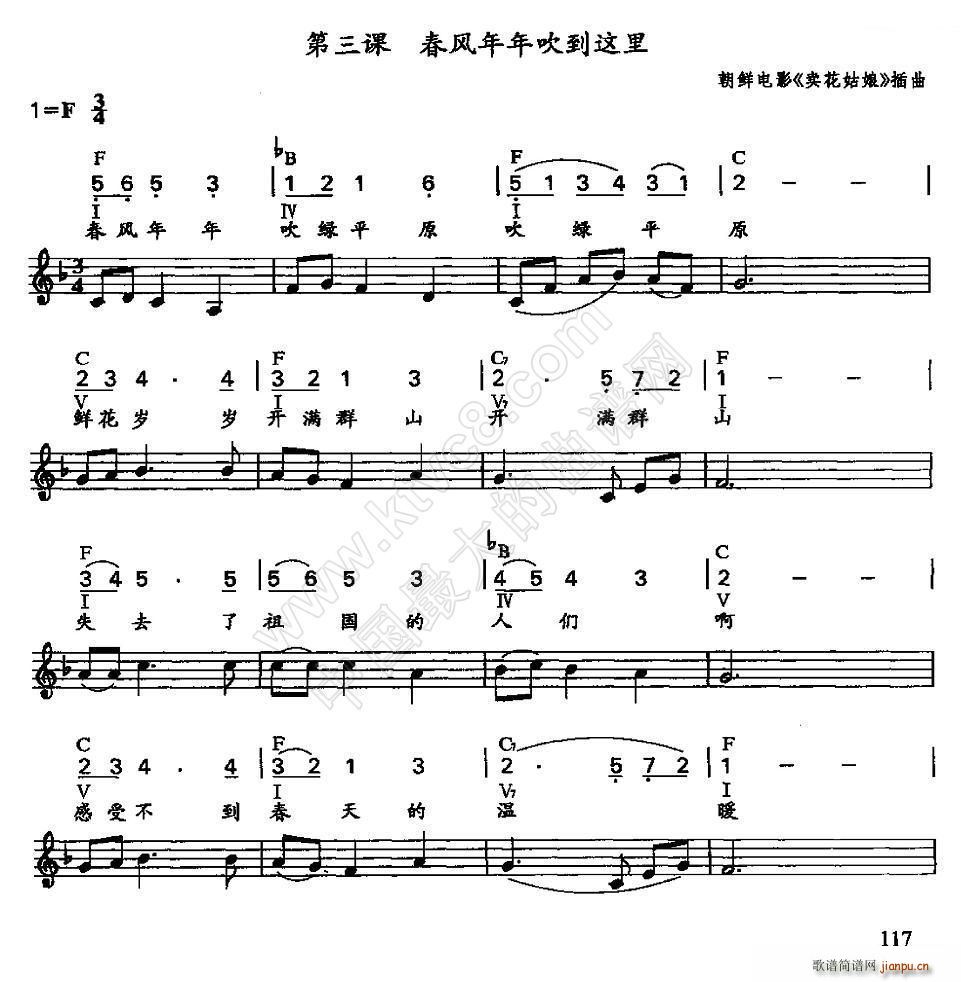 春风年年吹到这里(电子琴谱)1