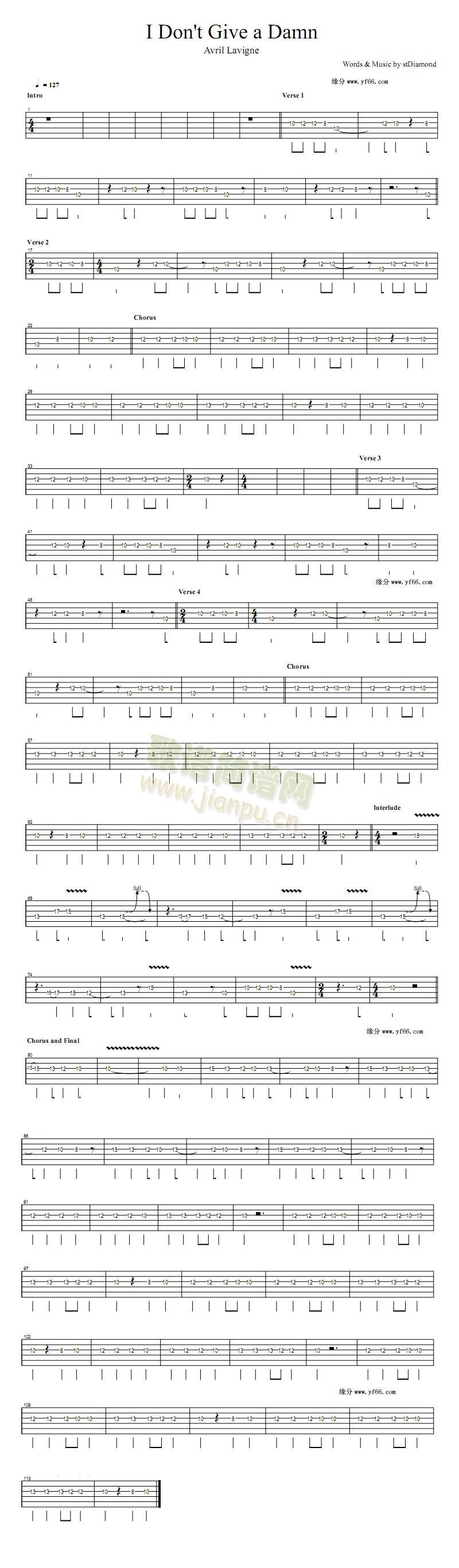 IDon‘tGibeaDamn(吉他谱)1